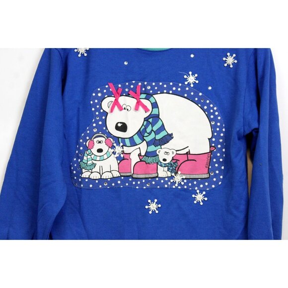 Vtg Zoodles 2pc Sweatshirt Leggings Polar Bear Snowflakes Stripes sz 14 Winter - Picture 4 of 13